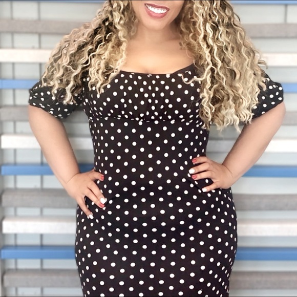 Boohoo Plus Dresses & Skirts - Vintage style polka dot bodycon dress